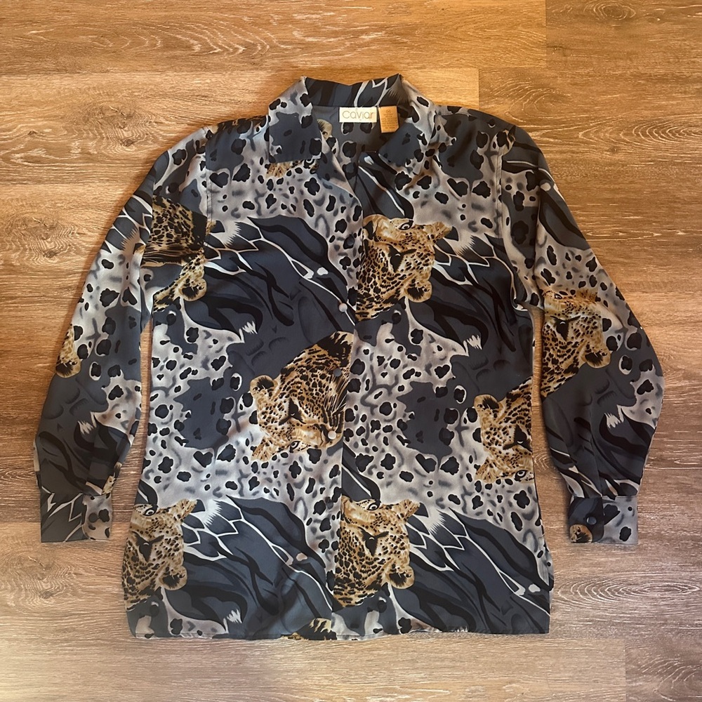Vintage Leopard Print Button Down Shirt